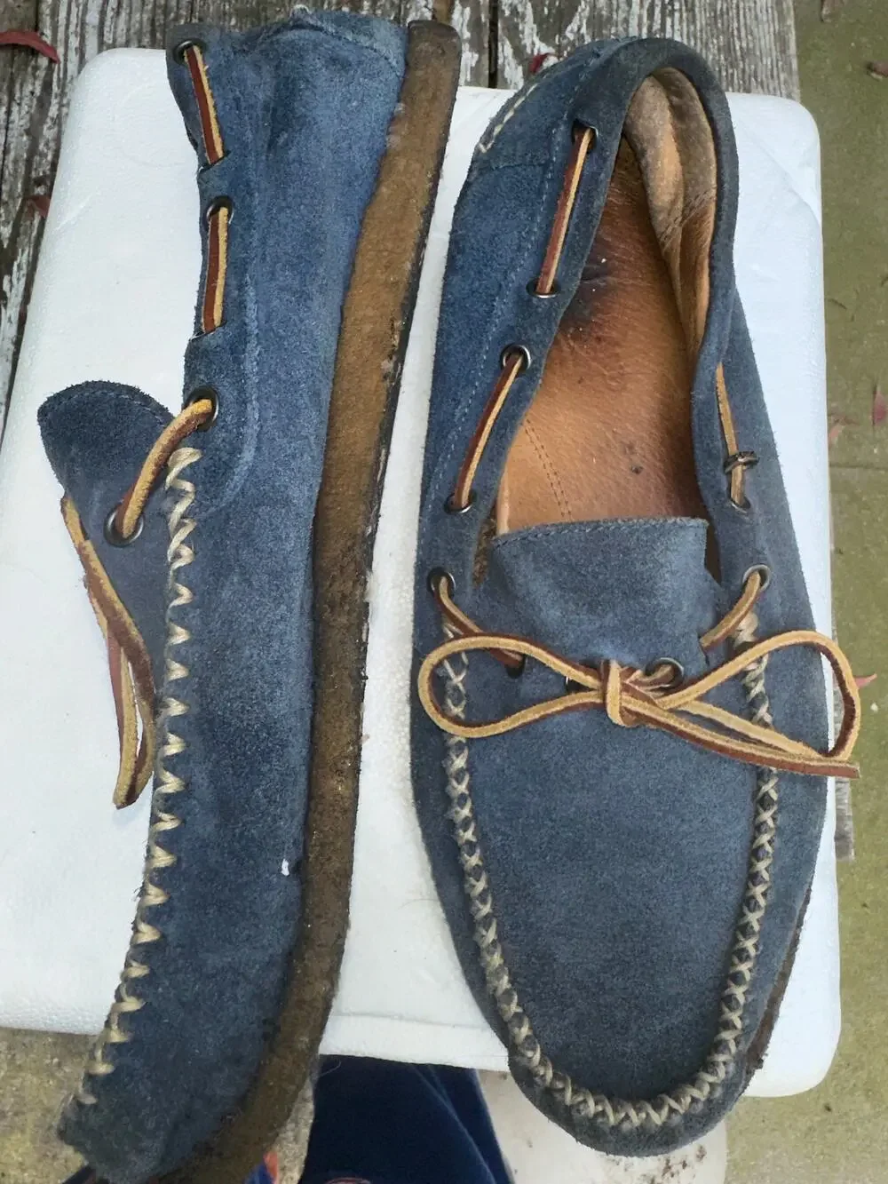 NAVY SUEDE EASTLAND MERRIMAC 1955 CAMP MOCCASINS 12